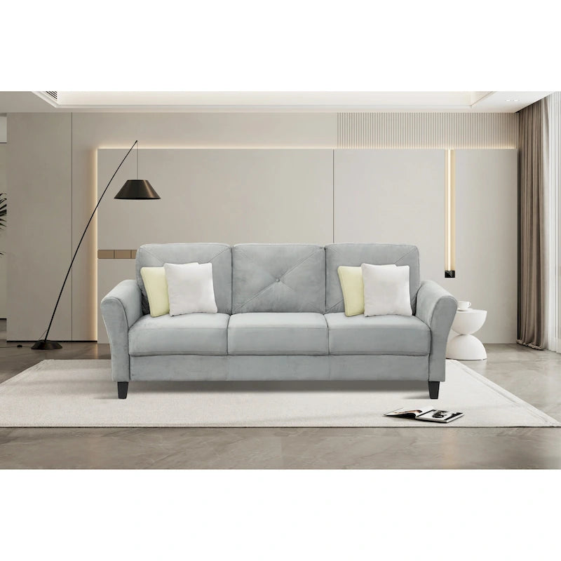 Canapé 3 places 74,9 en polyester avec cadre en bois, coussin en éponge haute élasticité