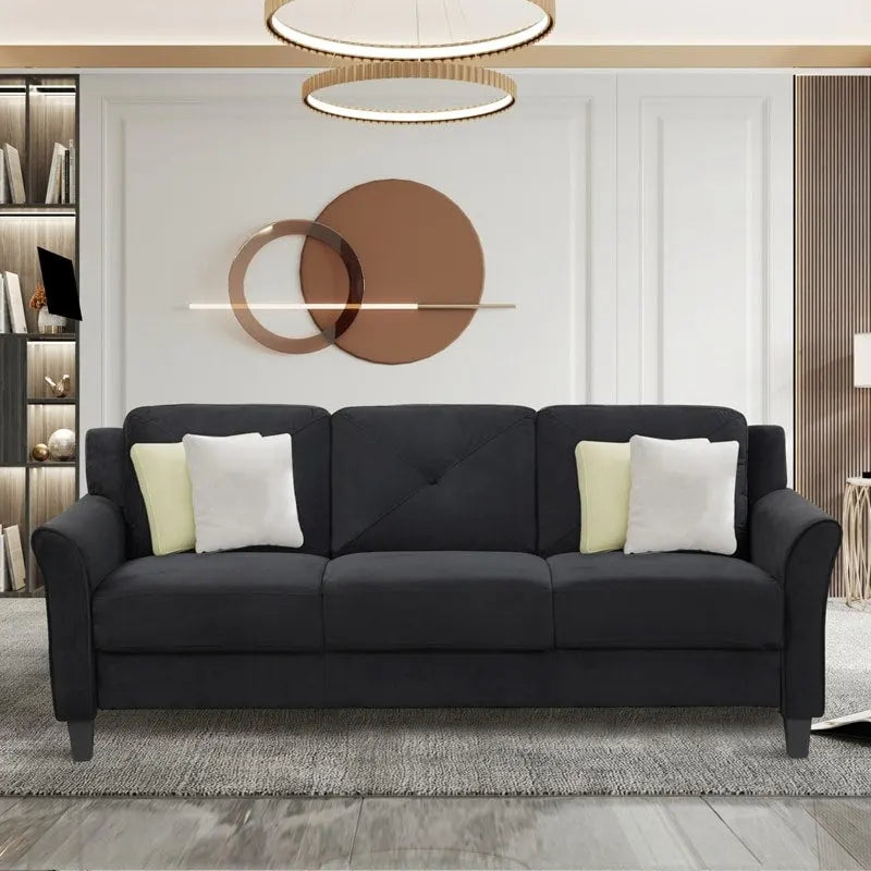 Canapé 3 places 74,9 en polyester avec cadre en bois, coussin en éponge haute élasticité