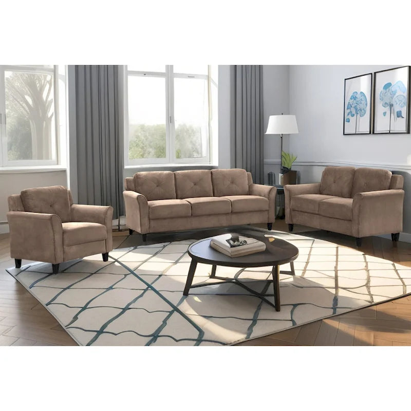 Canapé 3 places 74,9 en polyester avec cadre en bois, coussin en éponge haute élasticité