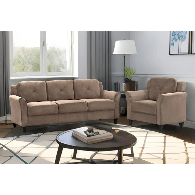 Canapé 3 places 74,9 en polyester avec cadre en bois, coussin en éponge haute élasticité
