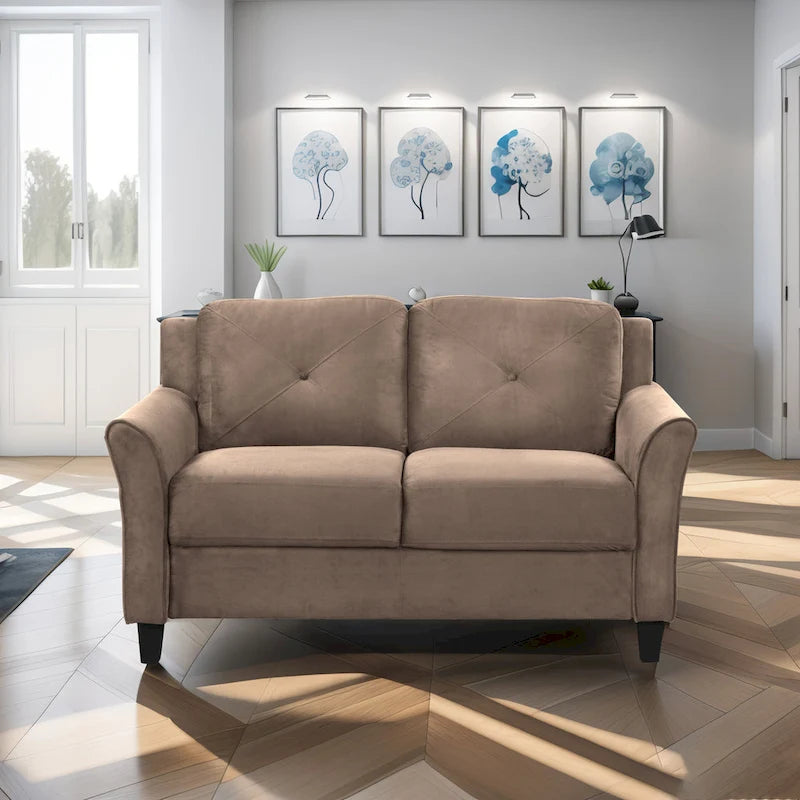 Canapé 3 places 74,9 en polyester avec cadre en bois, coussin en éponge haute élasticité