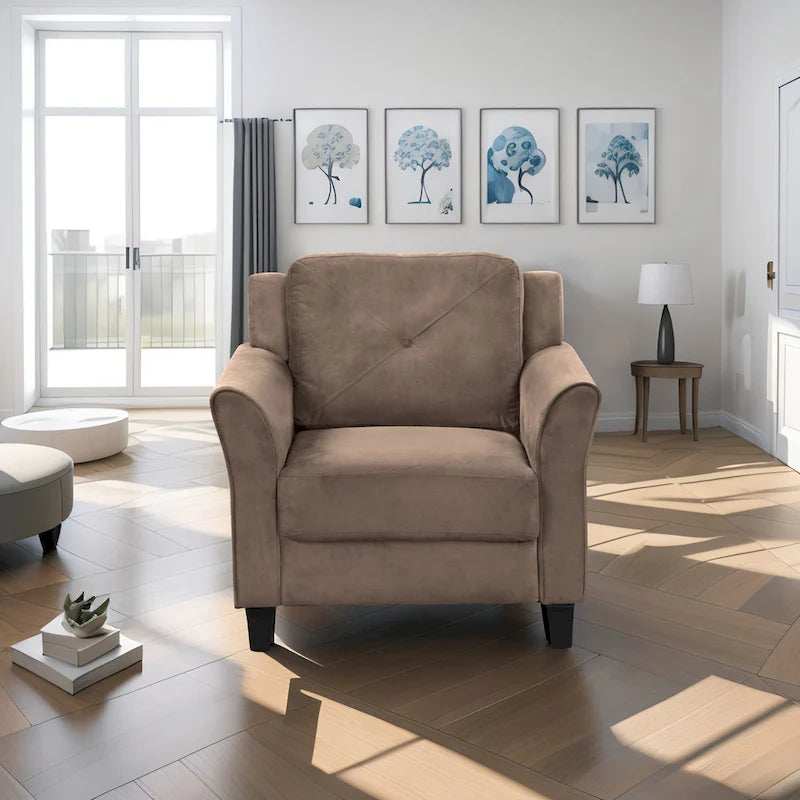 Canapé 3 places 74,9 en polyester avec cadre en bois, coussin en éponge haute élasticité
