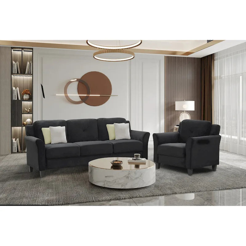 Canapé 3 places 74,9 en polyester avec cadre en bois, coussin en éponge haute élasticité