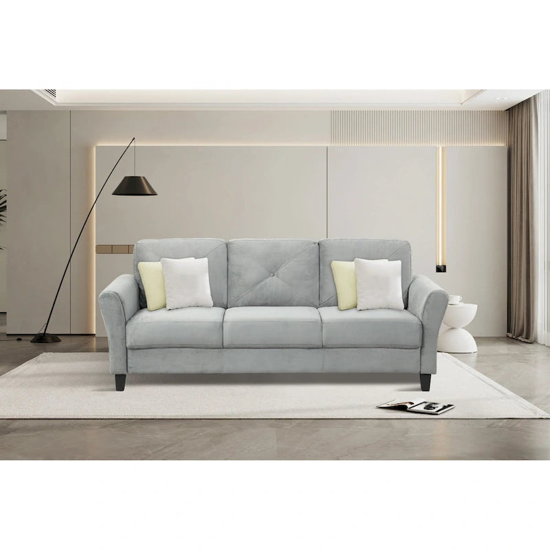 Canapé 3 places 74,9 en polyester avec cadre en bois, coussin en éponge haute élasticité