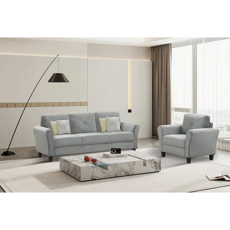 Canapé 3 places 74,9 en polyester avec cadre en bois, coussin en éponge haute élasticité