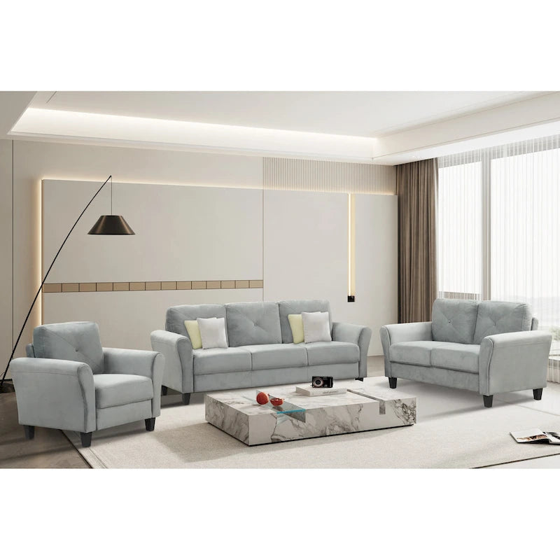 Canapé 3 places 74,9 en polyester avec cadre en bois, coussin en éponge haute élasticité