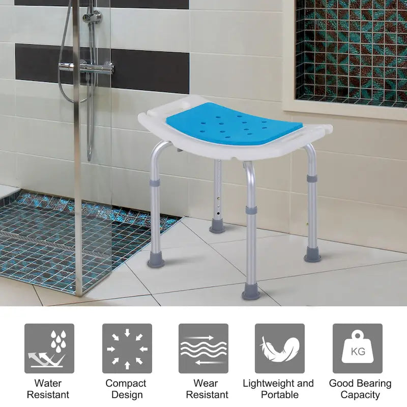 Chaise de douche incurvée réglable à 6 niveaux, tabouret de bain antidérapant pour personnes âgées, blessées et femmes enceintes