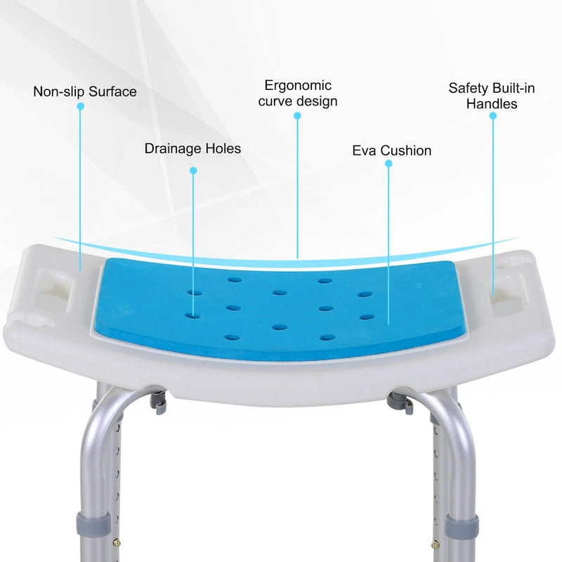 Chaise de douche incurvée réglable à 6 niveaux, tabouret de bain antidérapant pour personnes âgées, blessées et femmes enceintes