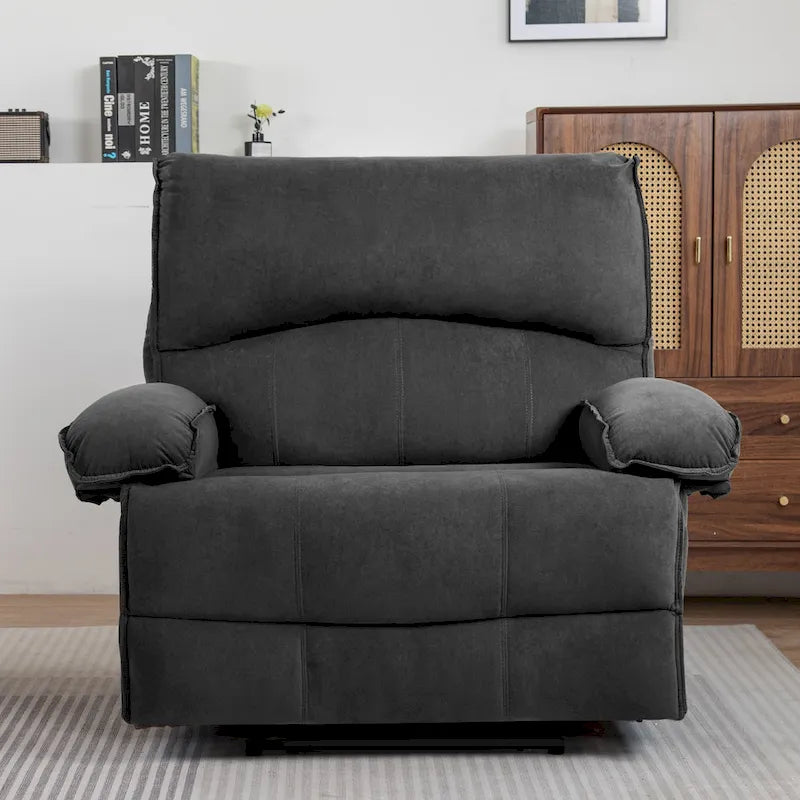Fauteuil inclinable en velours surdimensionné avec massage, chauffage, oreiller lombaire