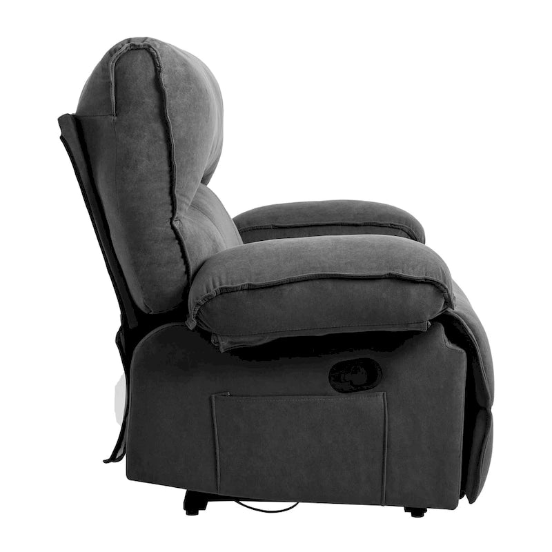 Fauteuil inclinable en velours surdimensionné avec massage, chauffage, oreiller lombaire