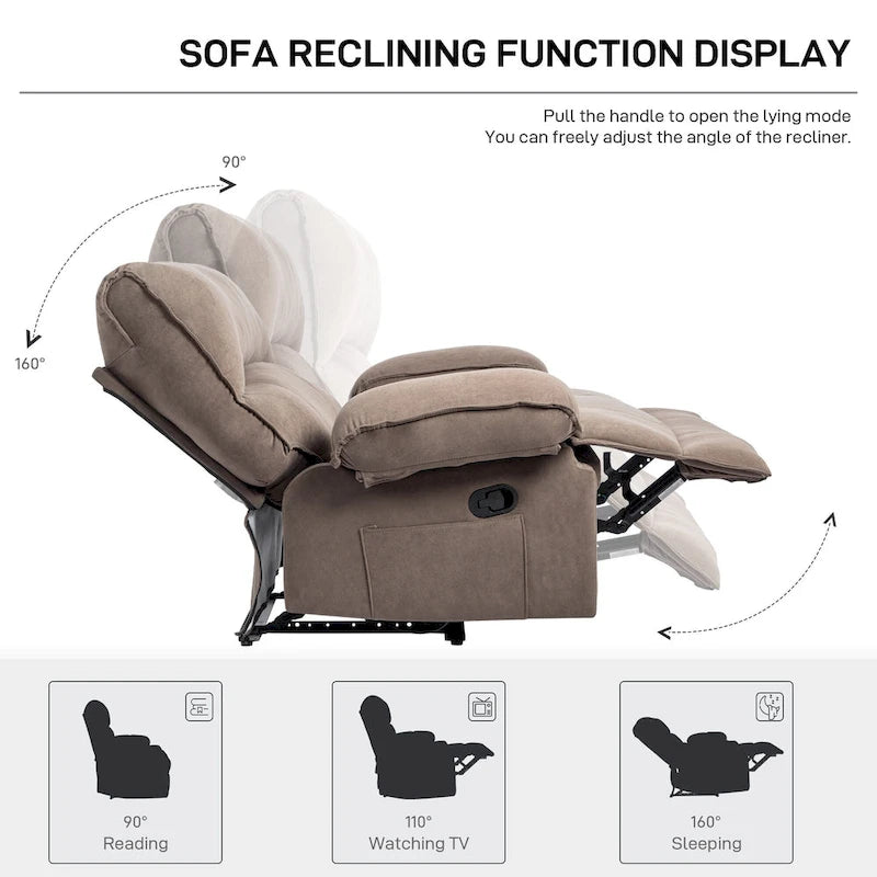 Fauteuil inclinable en velours surdimensionné avec massage, chauffage, oreiller lombaire