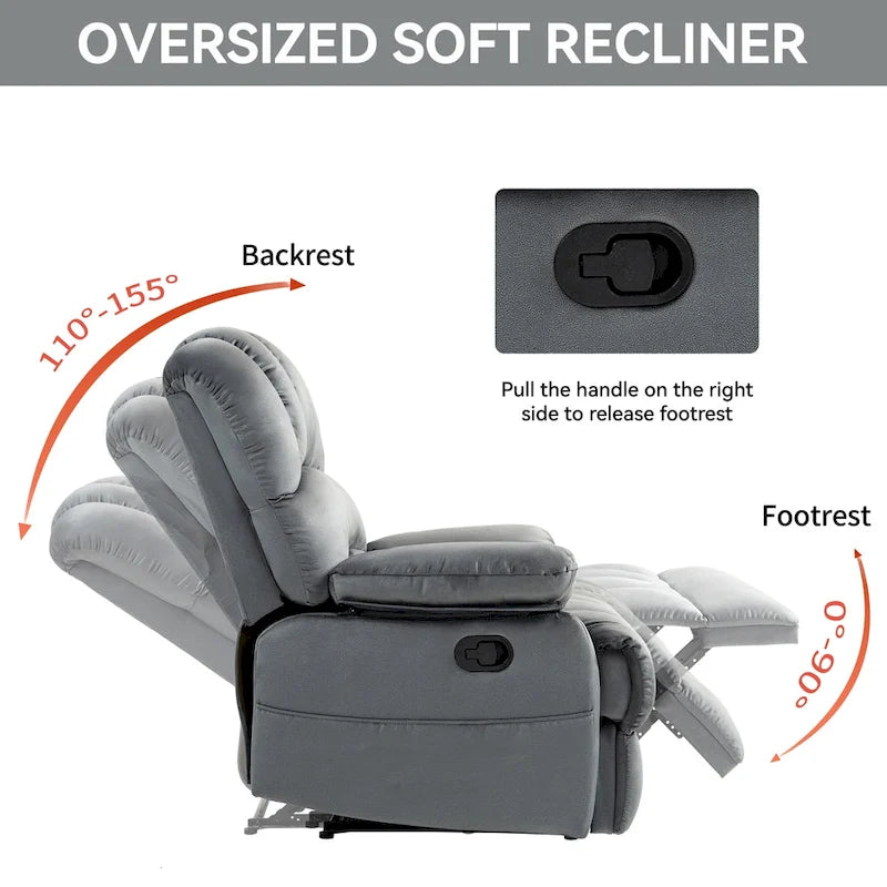 Grand fauteuil inclinable manuel en tissu pour salon