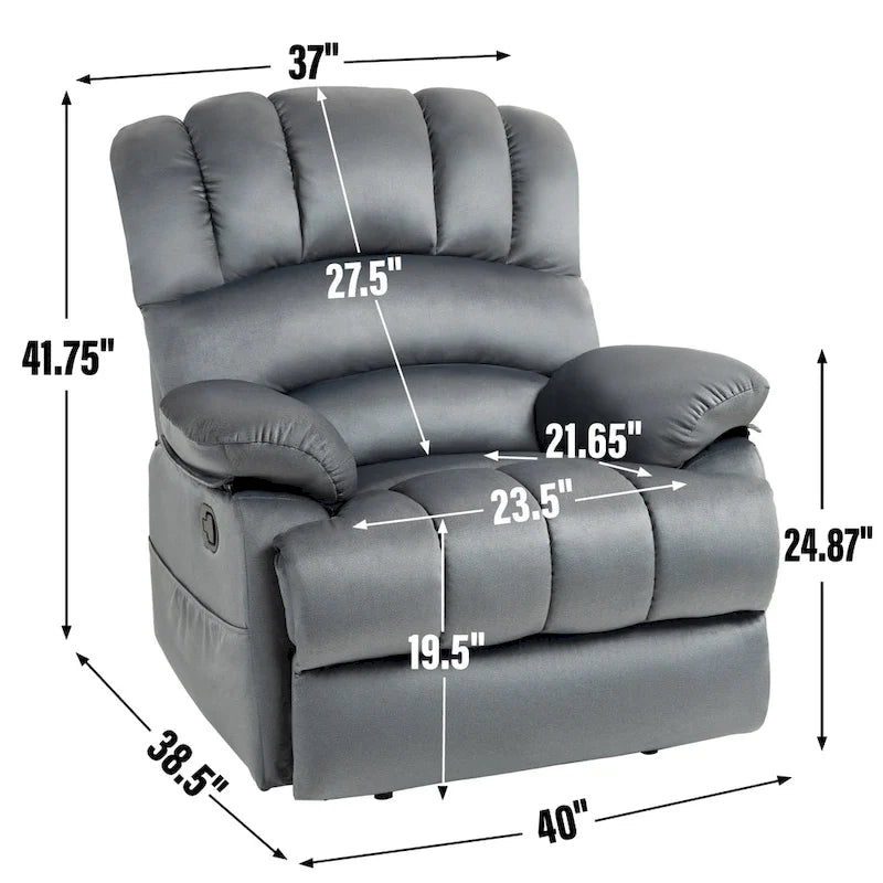 Grand fauteuil inclinable manuel en tissu pour salon