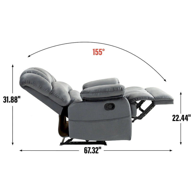 Grand fauteuil inclinable manuel en tissu pour salon