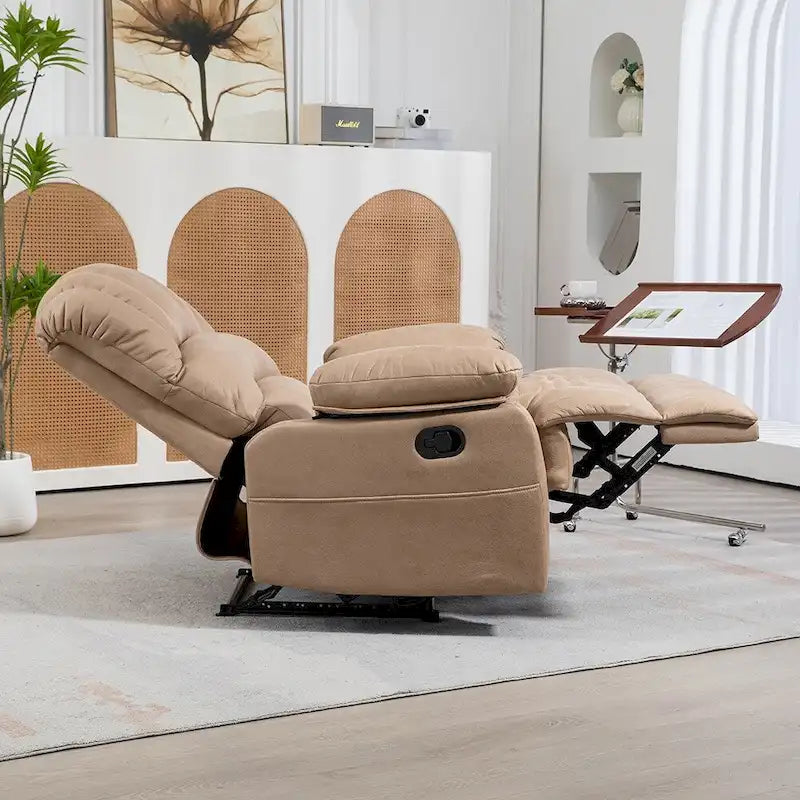Grand fauteuil inclinable manuel en tissu pour salon