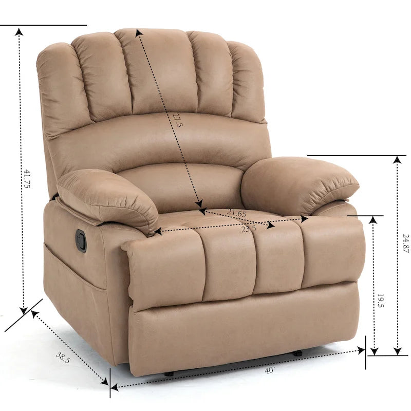 Grand fauteuil inclinable manuel en tissu pour salon