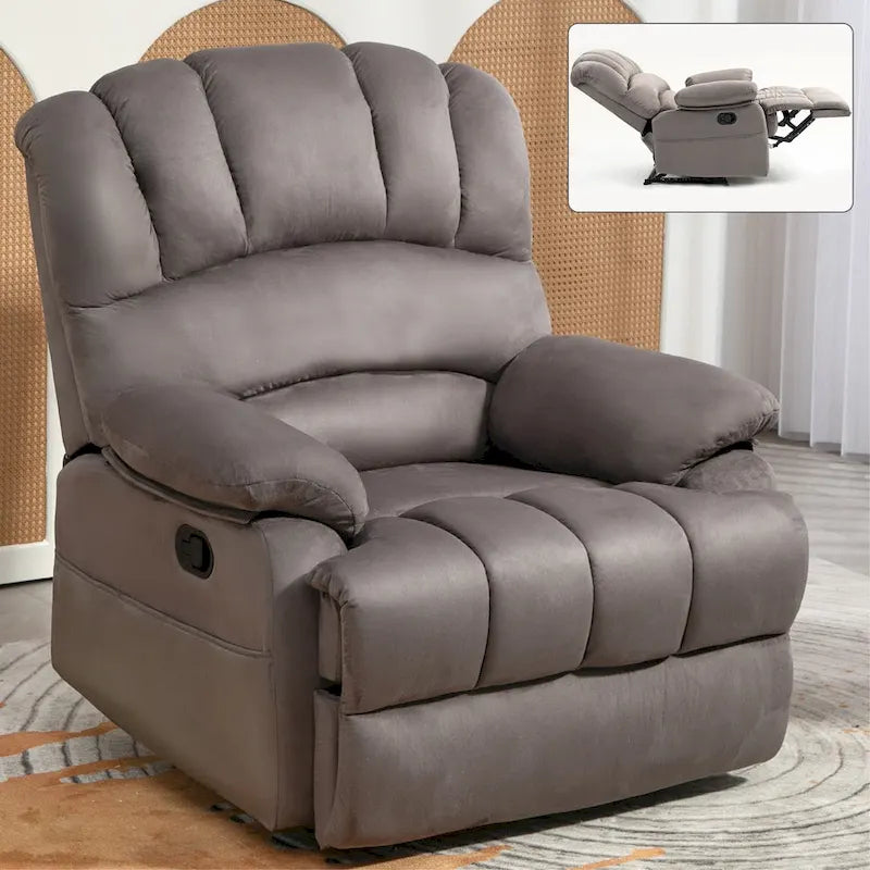 Grand fauteuil inclinable manuel en tissu pour salon