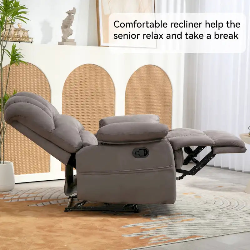 Grand fauteuil inclinable manuel en tissu pour salon