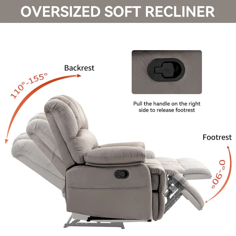 Grand fauteuil inclinable manuel en tissu pour salon