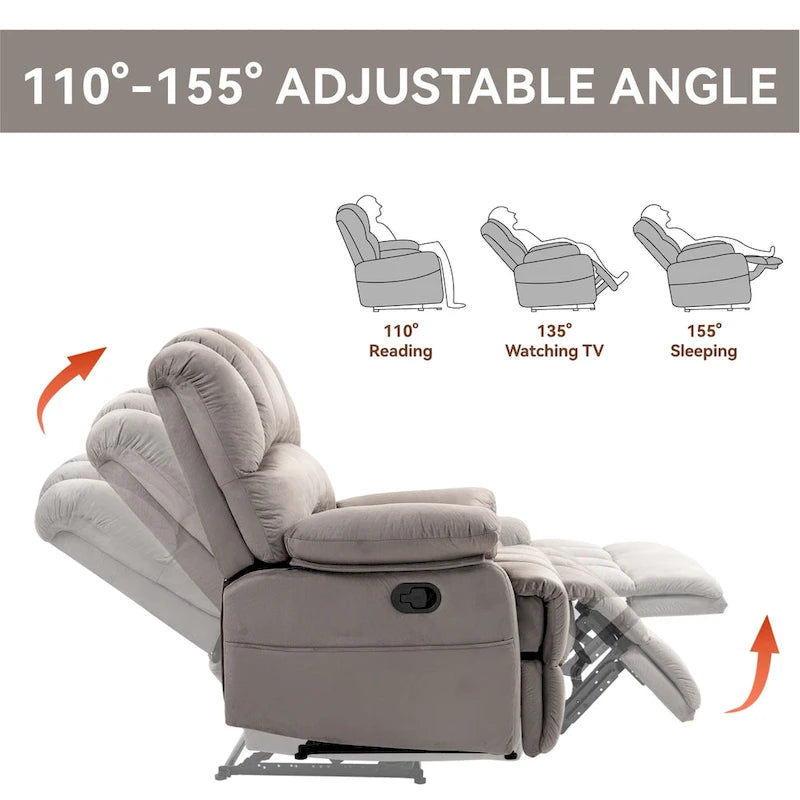 Grand fauteuil inclinable manuel en tissu pour salon