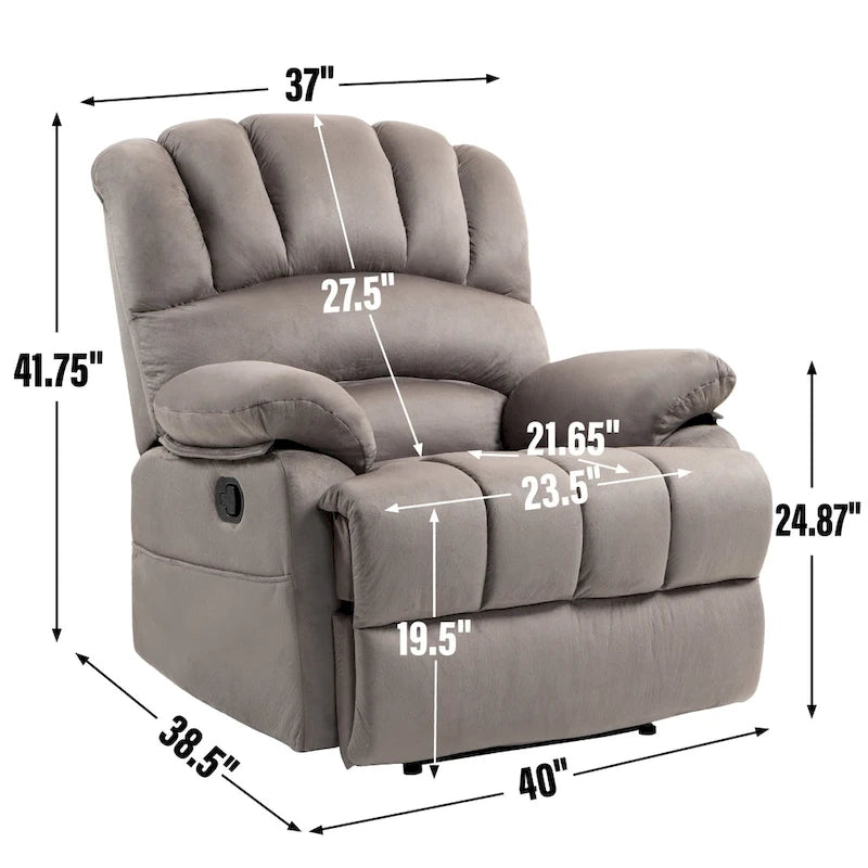 Grand fauteuil inclinable manuel en tissu pour salon