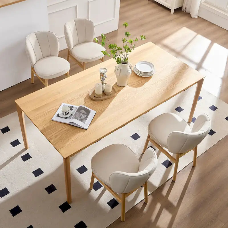 Lot de 2 chaises de salle à manger sans accoudoirs modernes avec cadre en bois et assise rembourrée, adaptées à la cuisine, au salon et au restaurant