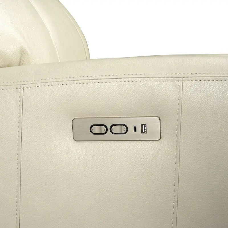 Ensemble de canapé inclinable électrique 3 pièces en cuir véritable avec appuie-tête électrique et port USB et USB-C, zéro gravité