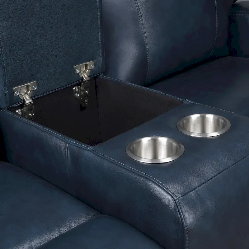 Ensemble de canapé inclinable électrique 3 pièces en cuir véritable avec appuie-tête électrique et port USB et USB-C, zéro gravité