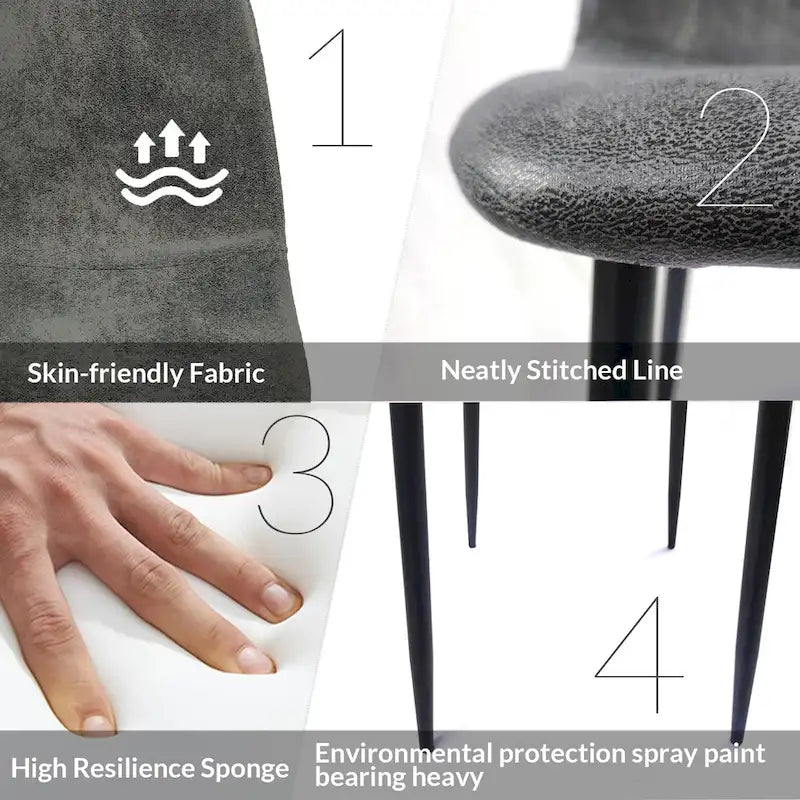 Lot de 4 chaises de salle à manger modernes avec revêtement en tissu lin et pieds en métal robustes - N/A