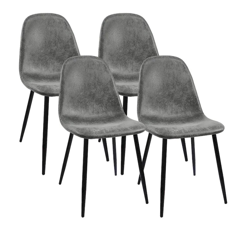 Lot de 4 chaises de salle à manger modernes avec revêtement en tissu lin et pieds en métal robustes - N/A