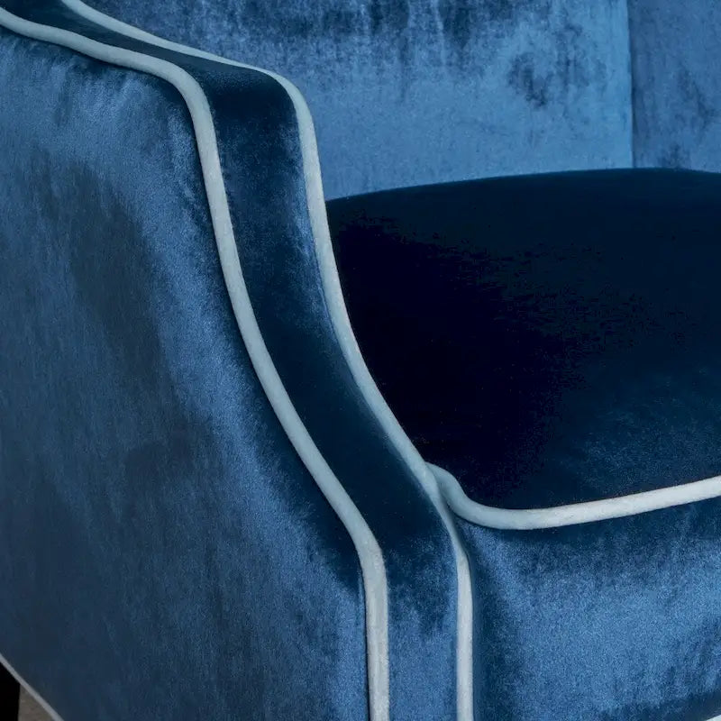 Fauteuil club traditionnel en velours bicolore