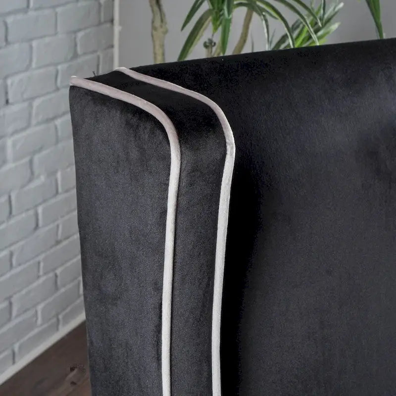 Fauteuil club traditionnel en velours bicolore