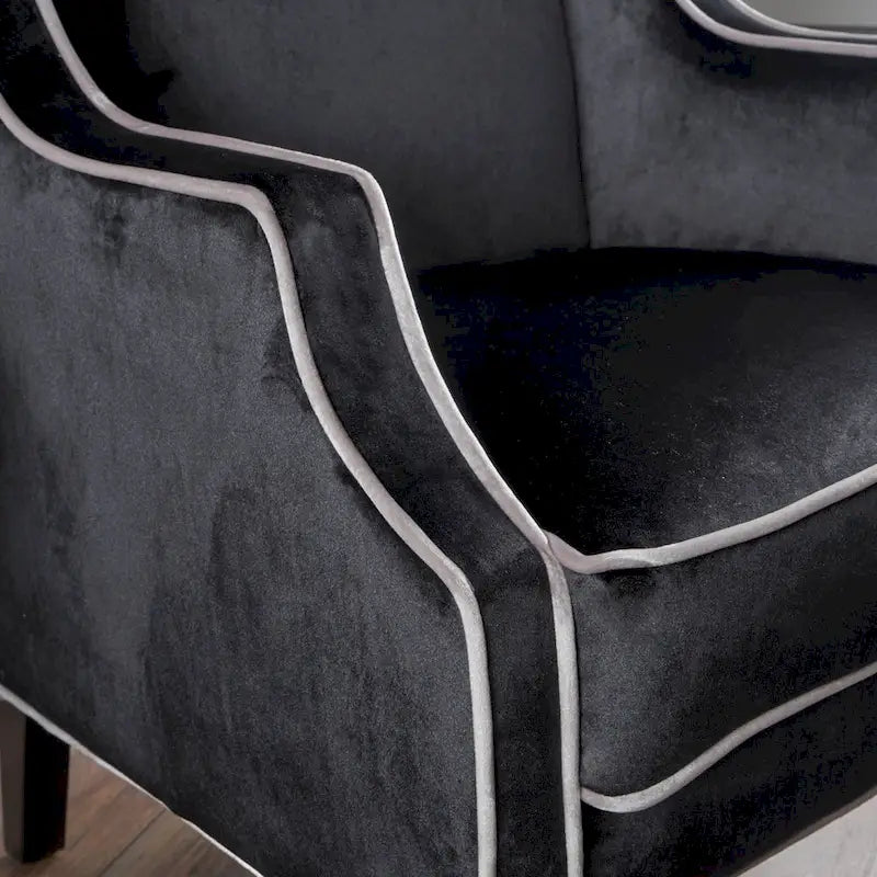 Fauteuil club traditionnel en velours bicolore