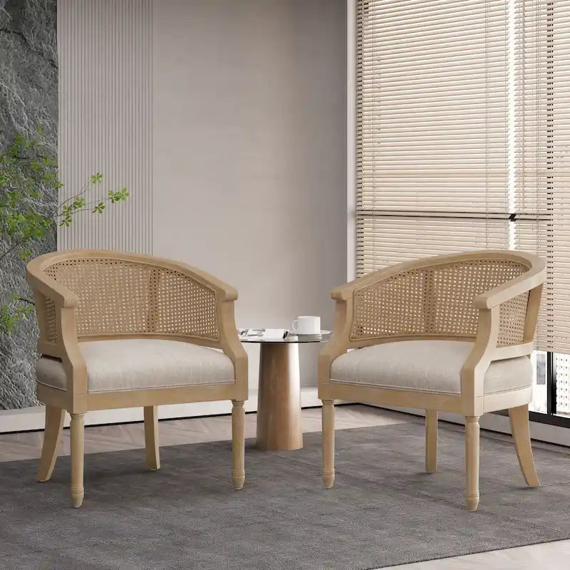 Chaises d'appoint en bois et en rotin Steinaker (lot de 2)