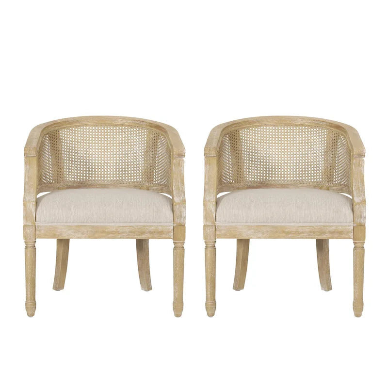Chaises d'appoint en bois et en rotin Steinaker (lot de 2)