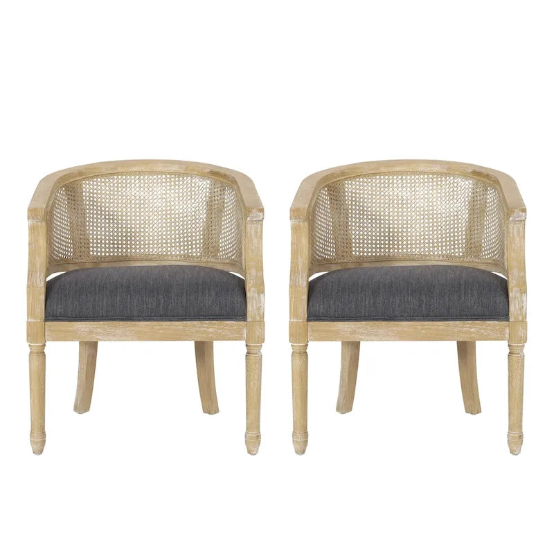 Chaises d'appoint en bois et en rotin Steinaker (lot de 2)