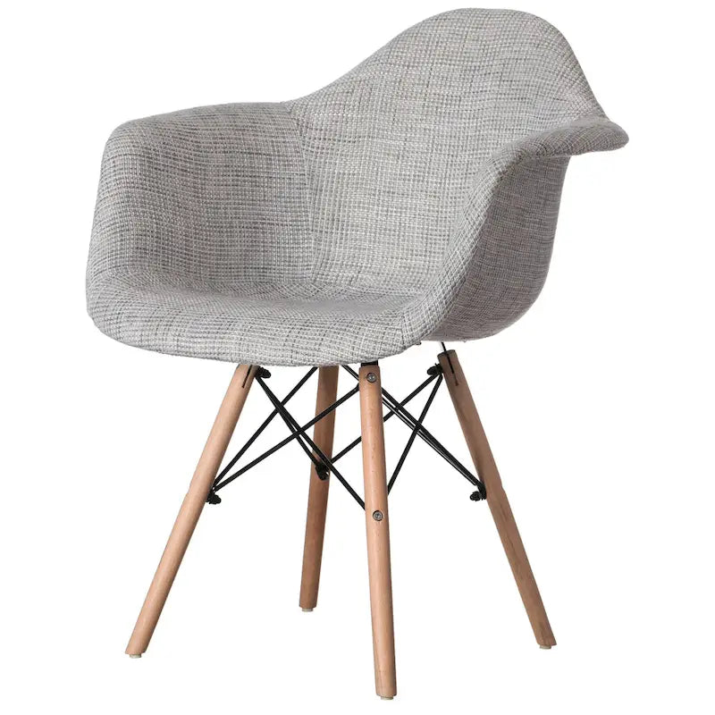 Fauteuil rembourré de style Mid-Century Modern avec pieds en bois de hêtre