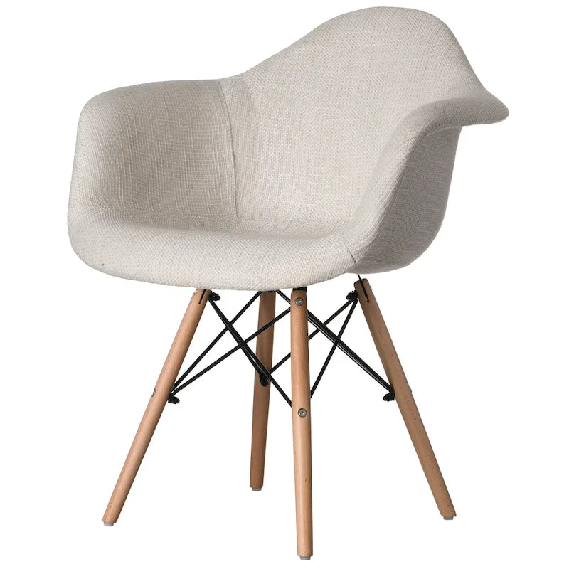 Fauteuil rembourré de style Mid-Century Modern avec pieds en bois de hêtre