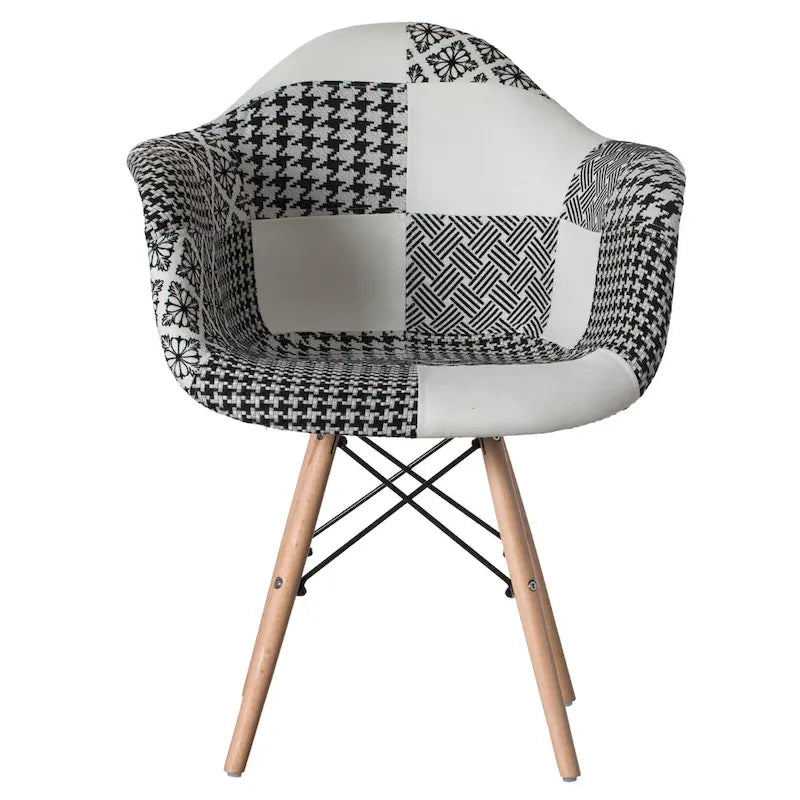 Fauteuil rembourré de style Mid-Century Modern avec pieds en bois de hêtre