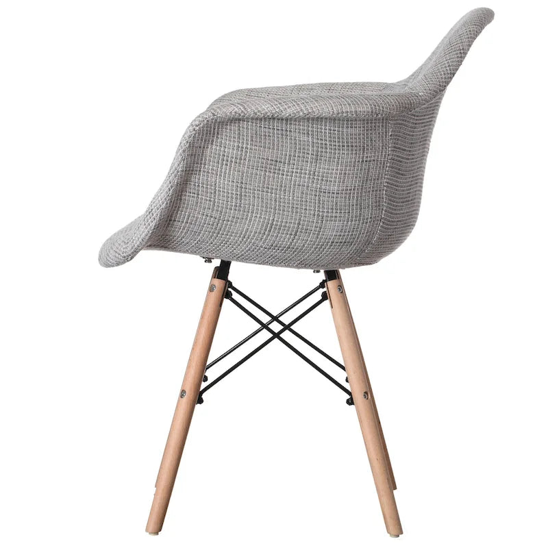 Fauteuil rembourré de style Mid-Century Modern avec pieds en bois de hêtre