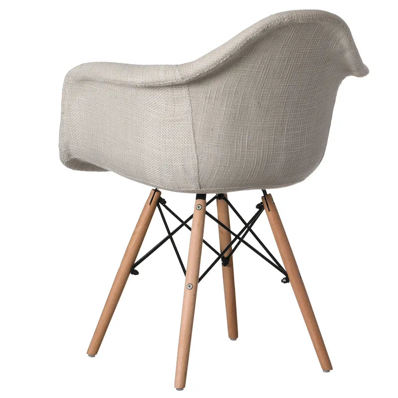 Fauteuil rembourré de style Mid-Century Modern avec pieds en bois de hêtre
