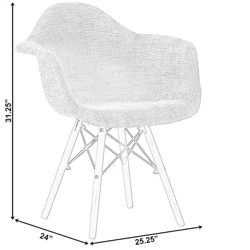Fauteuil rembourré de style Mid-Century Modern avec pieds en bois de hêtre