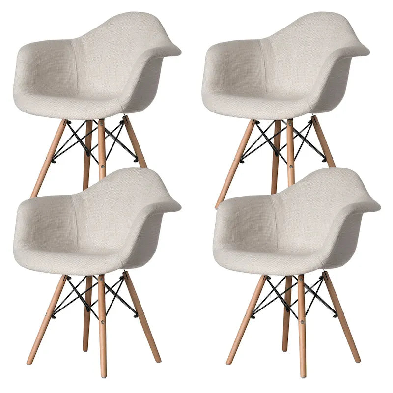 Fauteuil rembourré de style Mid-Century Modern avec pieds en bois de hêtre