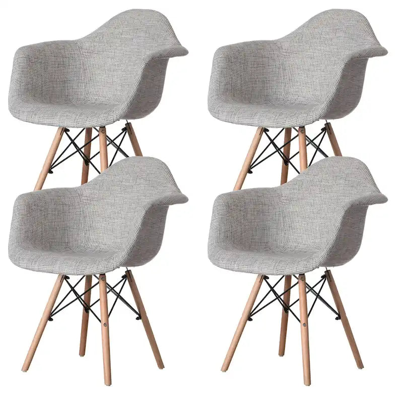 Fauteuil rembourré de style Mid-Century Modern avec pieds en bois de hêtre