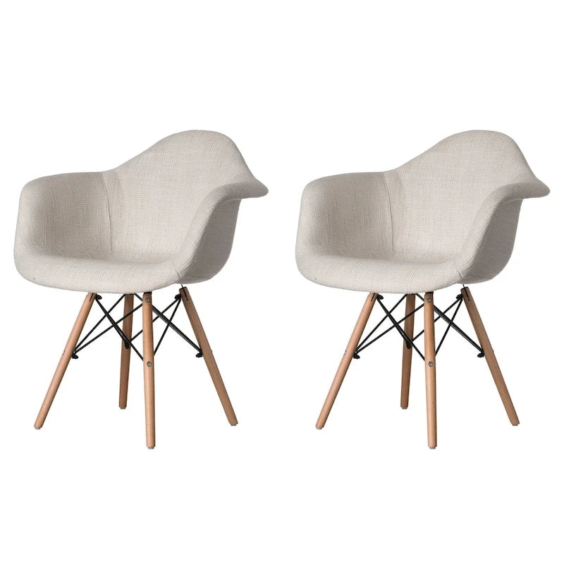 Fauteuil rembourré de style Mid-Century Modern avec pieds en bois de hêtre