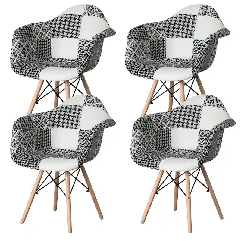 Fauteuil rembourré de style Mid-Century Modern avec pieds en bois de hêtre