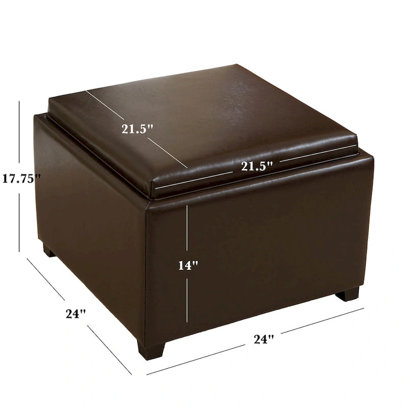 Pouf coffre en cuir reconstitué