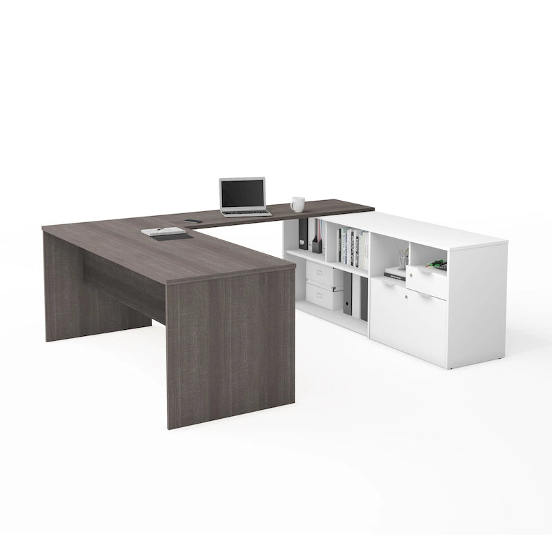 Bureau en U avec deux tiroirs