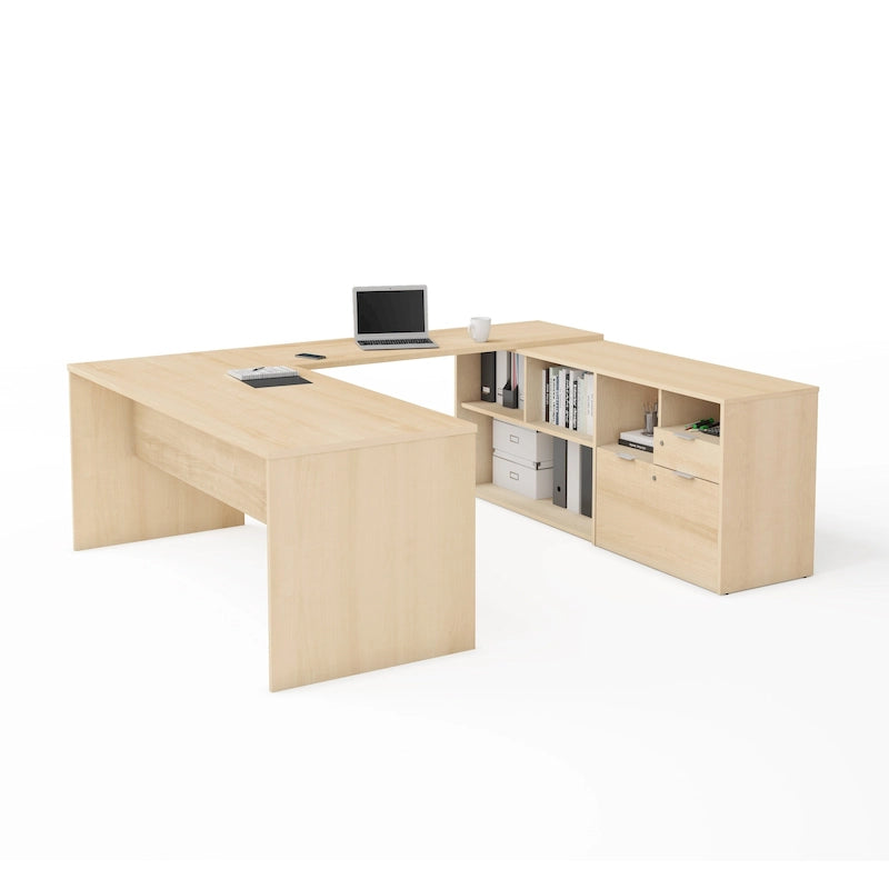 Bureau en U avec deux tiroirs