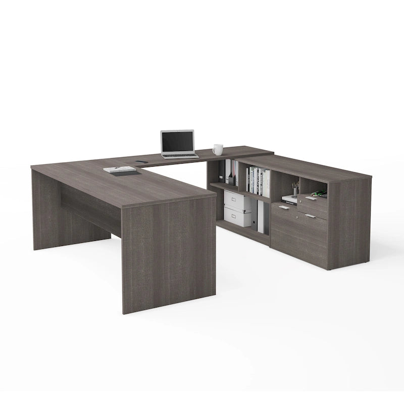 Bureau en U avec deux tiroirs